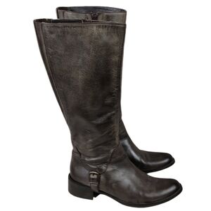 Vintage Tall Fashion Riding Boots Dark Taupe Brown Size 38=7.5 Prep Preppy
